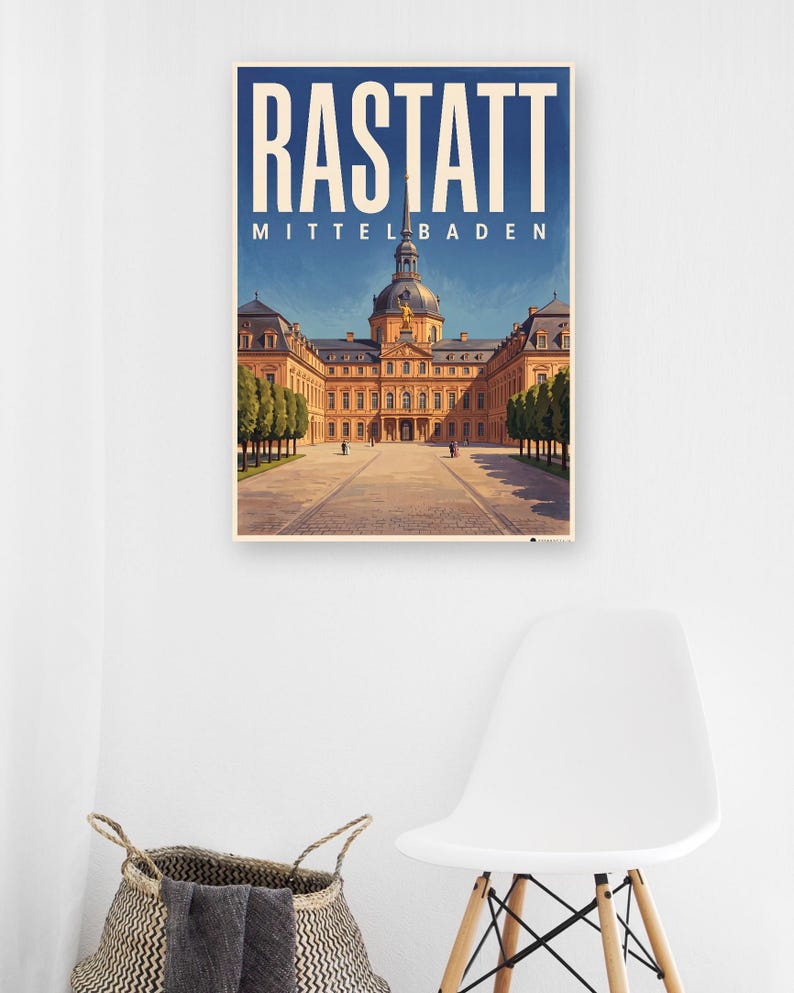 Rastatt Poster · Malerisch · Mittelbaden · Retro Reiseplakat Schloss & Murg image 5