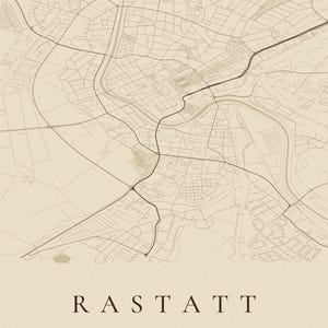 Rastatt Stadtplan Poster · Mittelbaden · Karte in 8 Farbwelten · Stadtkarte Wandbild Vintage Sepia