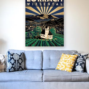 Lörrach Poster · Art déco · Wiesental · Retro Reiseplakat Burg Rötteln & Tüllinger Berg zdjęcie 4