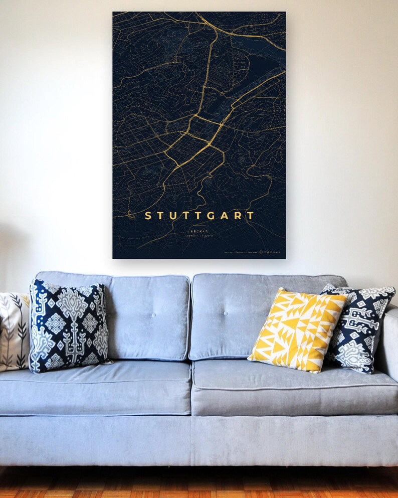 Stuttgart Stadtplan Poster · Neckar · Karte in 8 Farbwelten · Stadtkarte Wandbild imagen 10