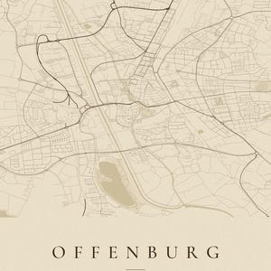 Offenburg City Map Poster · Ortenau · Map in 8 Color Schemes · City Map Wall Art Vintage Sepia