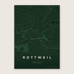 Rottweil Stadtplan Poster · Oberer Neckar · Karte in 8 Farbwelten · Stadtkarte Wandbild Schwarzwald & Creme