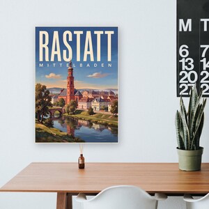 Rastatt Poster · Malerisch · Mittelbaden · Retro Reiseplakat Schloss & Murg image 8