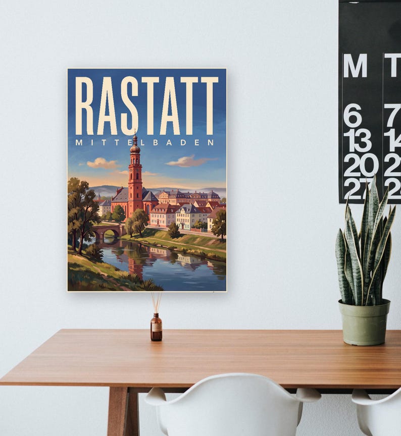Rastatt Poster · Malerisch · Mittelbaden · Retro Reiseplakat Schloss & Murg image 8