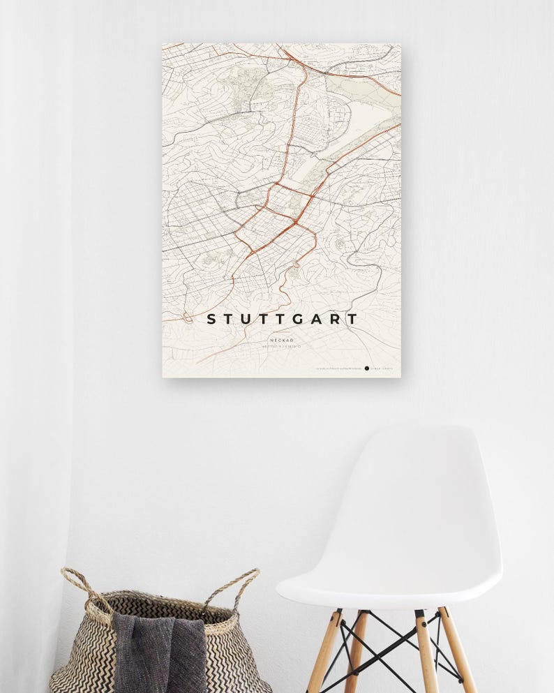 Stuttgart Stadtplan Poster · Neckar · Karte in 8 Farbwelten · Stadtkarte Wandbild imagen 11