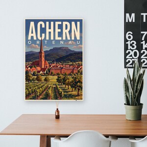 Achern Poster · Malerisch · Ortenau · Retro Reiseplakat Nikolauskapelle & Illenau 画像 8