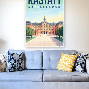 Rastatt Poster · Mid-Century · Mittelbaden · Retro Reiseplakat Schloss & Murg afbeelding 4