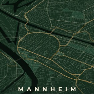 Mannheim Stadtplan Poster · Rhein-Neckar · Karte in 8 Farbwelten · Stadtkarte Wandbild Schwarzwald & Creme
