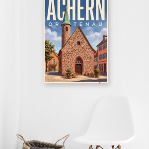 Achern Poster · Malerisch · Ortenau · Retro Reiseplakat Nikolauskapelle & Illenau 画像 5