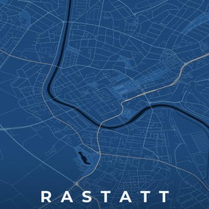 Rastatt Stadtplan Poster · Mittelbaden · Karte in 8 Farbwelten · Stadtkarte Wandbild Tiefblau & Eis