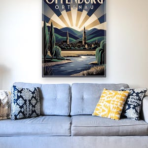 Póster de Offenburg · Art Déco · Ortenau · Póster de viaje retro Plaza del Mercado y Kinzig imagen 5