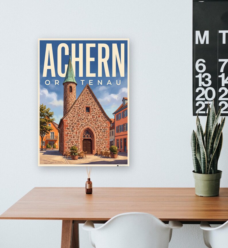 Achern Poster · Malerisch · Ortenau · Retro Reiseplakat Nikolauskapelle & Illenau 画像 7