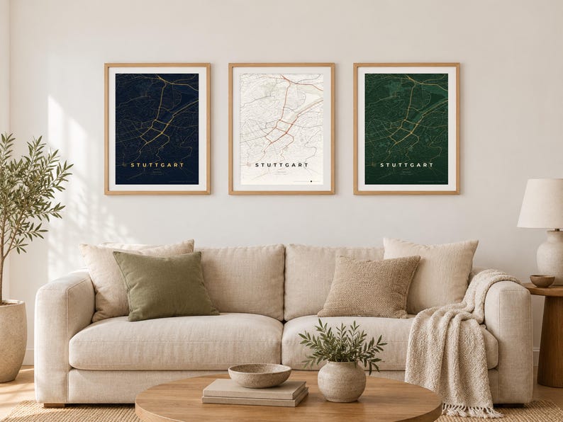 Stuttgart Stadtplan Poster · Neckar · Karte in 8 Farbwelten · Stadtkarte Wandbild imagen 1