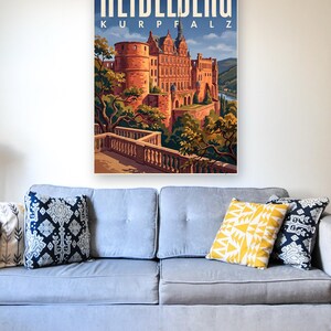 Heidelberg Poster · Picturesque · Palatinate · Retro Travel Poster Old Bridge & Castle image 4
