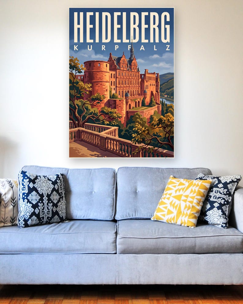 Heidelberg Poster · Picturesque · Palatinate · Retro Travel Poster Old Bridge & Castle image 4
