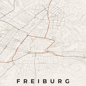 Carte de la ville de Fribourg-en-Brisgau · Carte déclinée en 8 couleurs · Décoration murale carte de ville Papier & Rost
