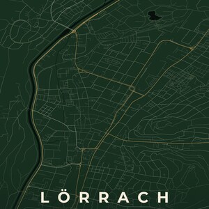 Lörrach City Map Poster · Wiesental · Map in 8 Color Schemes · City Map Wall Mural Schwarzwald & Creme