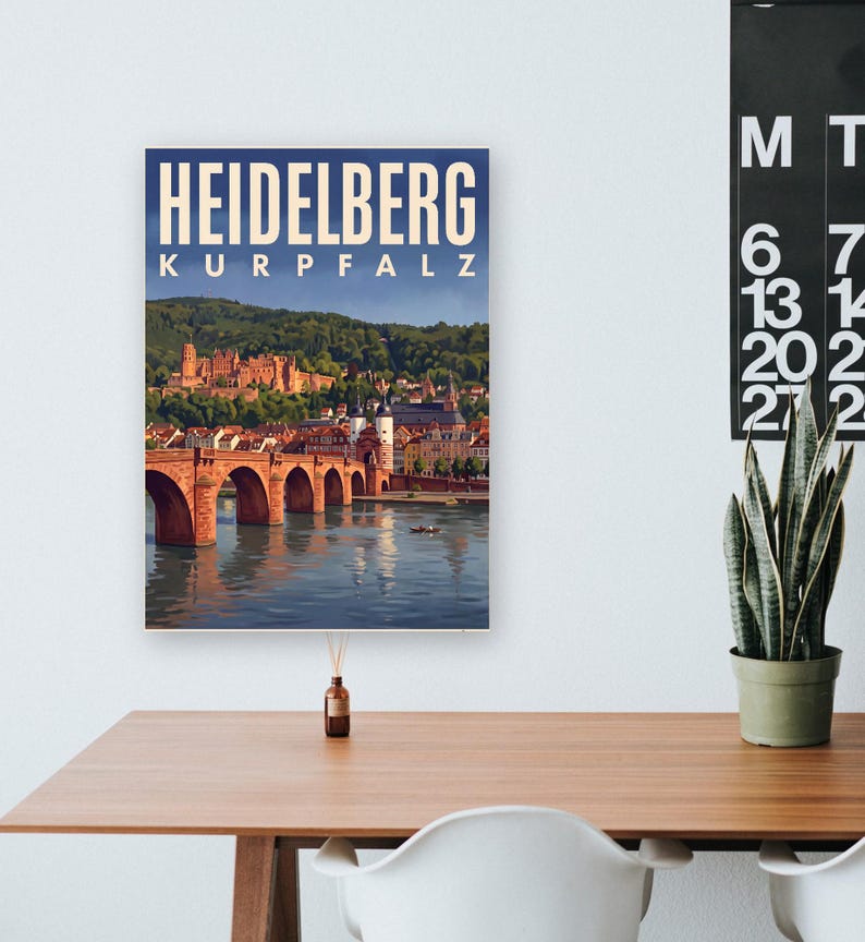 Heidelberg Poster · Picturesque · Palatinate · Retro Travel Poster Old Bridge & Castle image 7