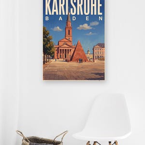 Karlsruhe Poster · Picturesque · Baden · Retro Travel Poster Market Square & Castle image 6