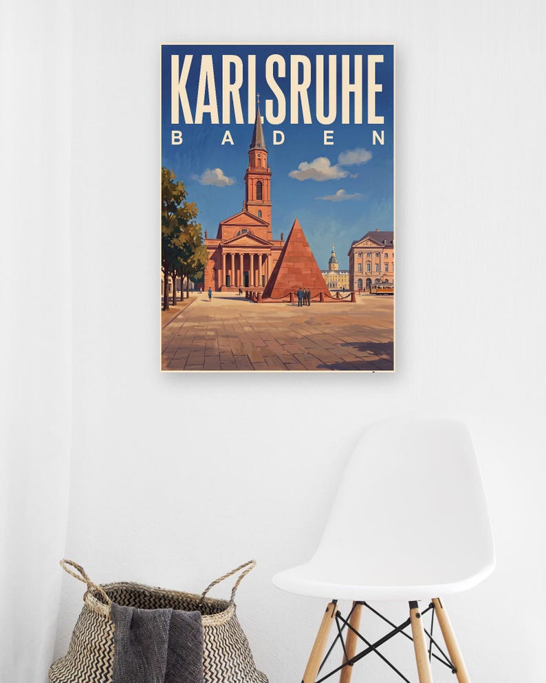 Karlsruhe Poster · Picturesque · Baden · Retro Travel Poster Market Square & Castle image 6