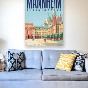 Mannheim Poster · Mid-Century · Rhine-Neckar · Retro Travel Poster Water Tower & Castle image 5