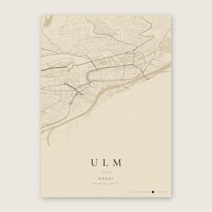 Ulm Stadtplan Poster · Donau · Karte in 8 Farbwelten · Stadtkarte Wandbild Vintage Sepia
