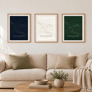 Baden-Baden Stadtplan Poster · Schwarzwald · Karte in 8 Farbwelten · Stadtkarte Wandbild afbeelding 1