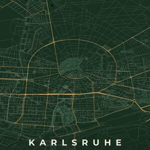 Póster del mapa de la ciudad de Karlsruhe · Baden · Mapa en 8 combinaciones de colores · Arte mural de mapas de ciudades Schwarzwald & Creme