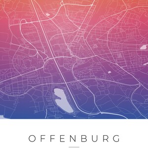 Offenburg City Map Poster · Ortenau · Map in 8 Color Schemes · City Map Wall Art Aquarell Gradient