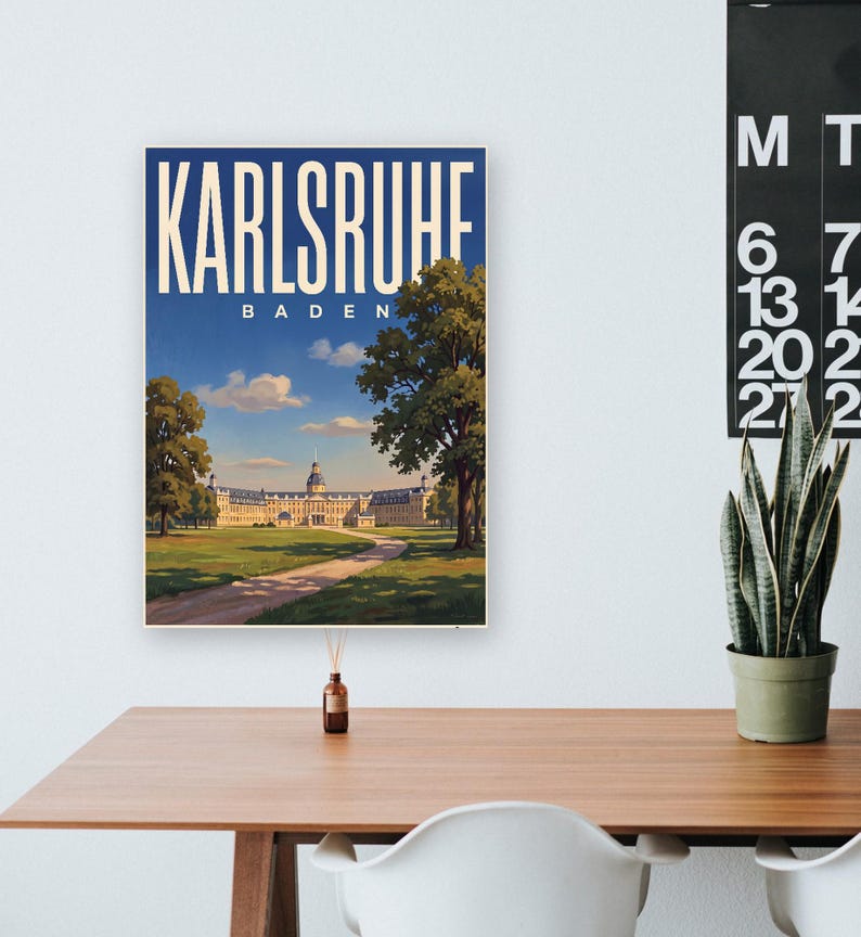 Karlsruhe Poster · Picturesque · Baden · Retro Travel Poster Market Square & Castle image 9