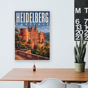 Heidelberg Poster · Picturesque · Palatinate · Retro Travel Poster Old Bridge & Castle image 8