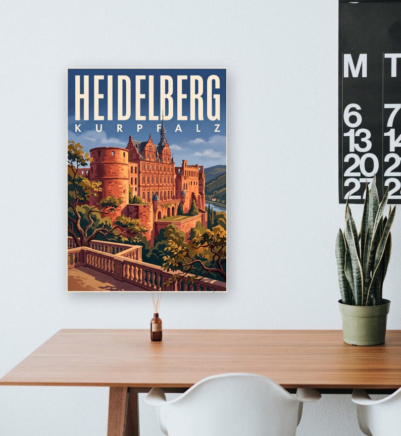 Heidelberg Poster · Picturesque · Palatinate · Retro Travel Poster Old Bridge & Castle image 8