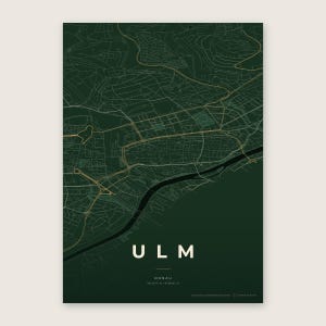 Ulm Stadtplan Poster · Donau · Karte in 8 Farbwelten · Stadtkarte Wandbild Schwarzwald & Creme