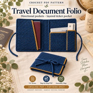 Travel Folio, Layered Document Pockets Crochet Pattern PDF | Untested Draft