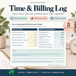 Time and Billing Log for Excel, Billable Hours and Capacity Planning