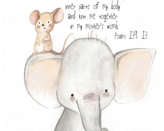 You Made all the Delicate Inner Parts Elephant/Mouse Watercolor Greeting Card
