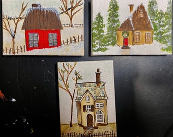 Watercolor Mini-Winter Cottages