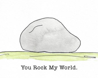 You Rock My World. Watercolor/Mixed Media Greeting Card