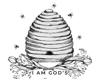 I am God's Masterpiece: Honey Bee, Baby Shower Guest Picture, 9x12
