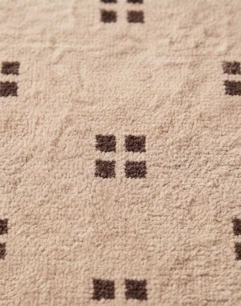 Hand Knotted Beige Wool Rug, Brown Geometric Area Rug, Minimalist ...