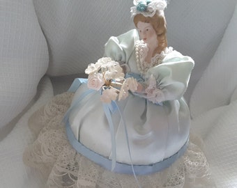 Pincushion porcelain half doll