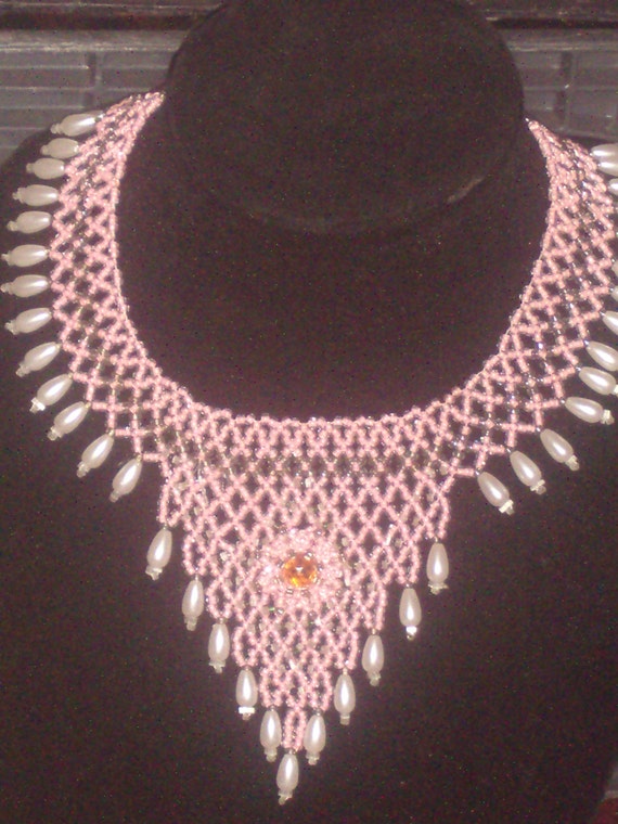Vintage Native American BEADED BIB necklace - image 1