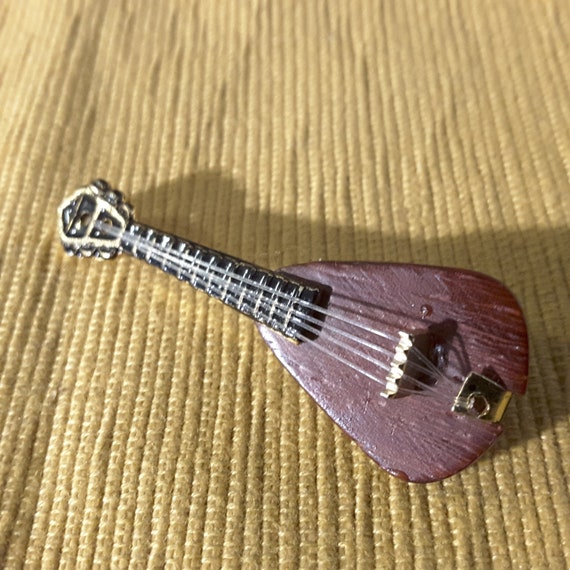 Ancienne Broche Micro-Mosaïque Italienne - Motif Mandoline - Vintage - Multicolore