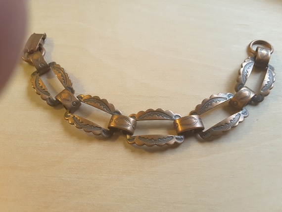 Vintage copper concho link bracelet - image 1