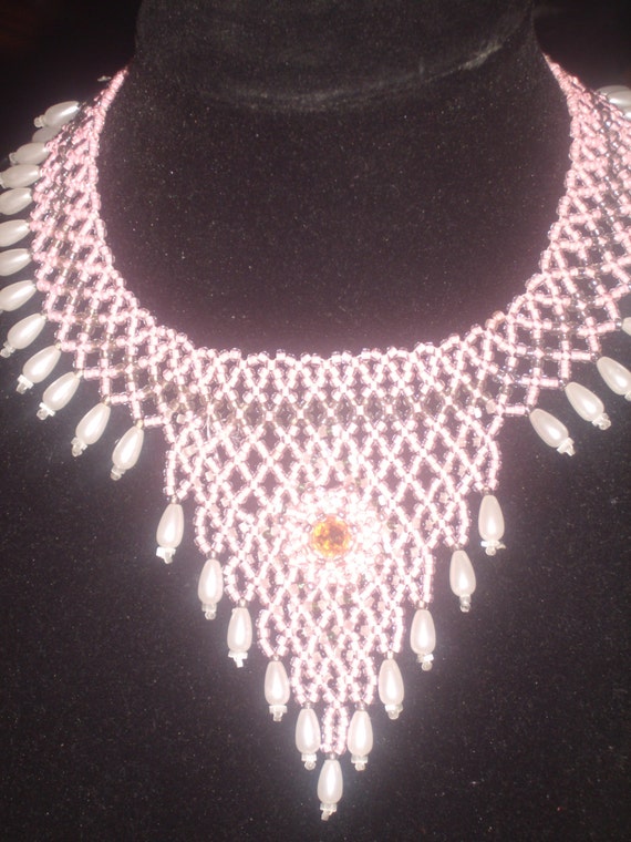Vintage Native American BEADED BIB necklace - image 2