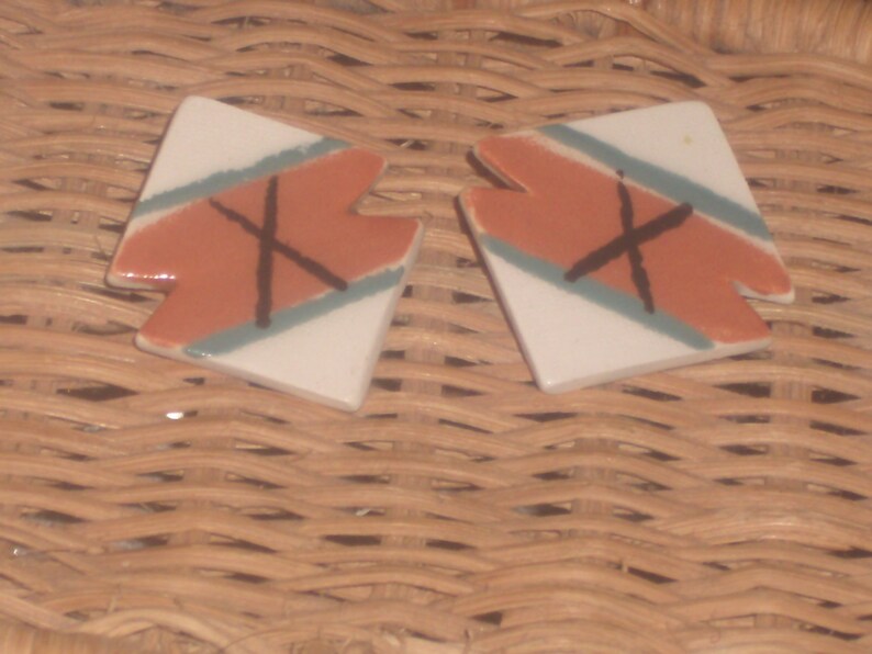 Vintage Southwestern bisque native american made earrings image 2