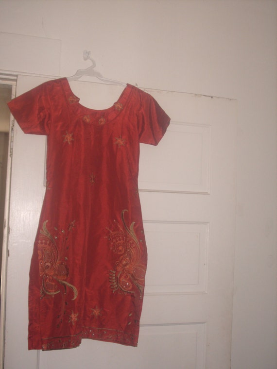 Ladies size 0 RUST SILK Dress/tunic