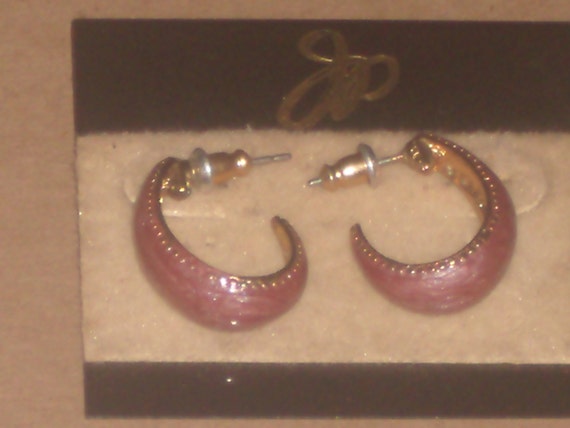 Vintage EPOXY ENAMEL HOOP Earrings - image 1