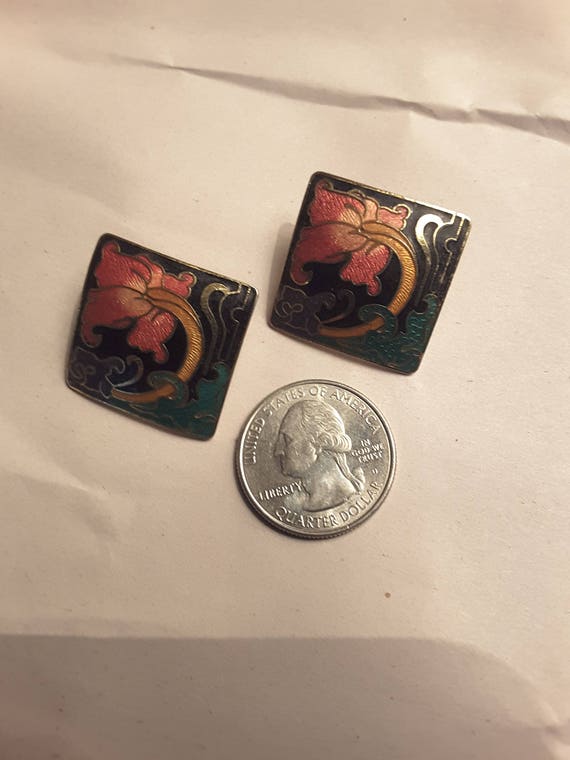 Vintage cloisonne studs - image 5