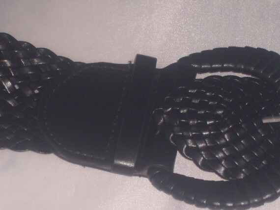Vintage Black WIDE BRAIDED Stretchy BELT - image 4